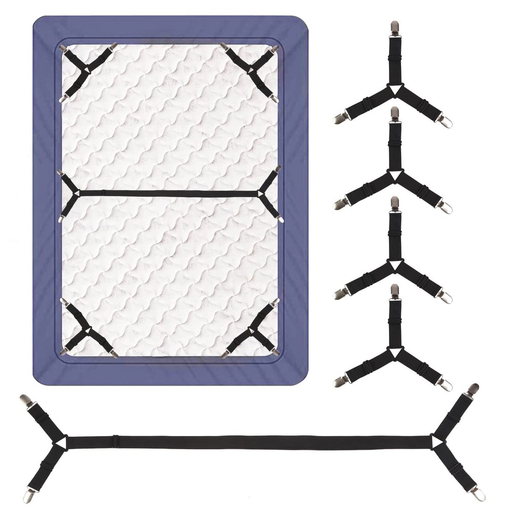 Elastic Bed Sheet Straps - Adjustable Triangular Clips for Secure Fit 5 PCS