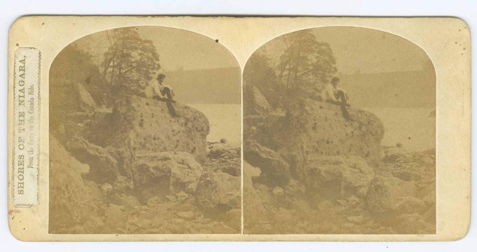 G2444~ NIAGARA Shores from Canada Side c.1860s John Moran Stereoview