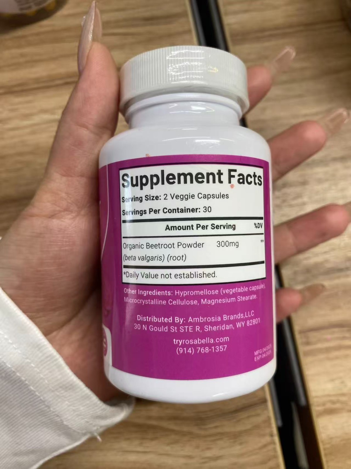 3PCS Rosabella Organic Beet Root 60 Capsules Natural Energy Boost Blood Pressure