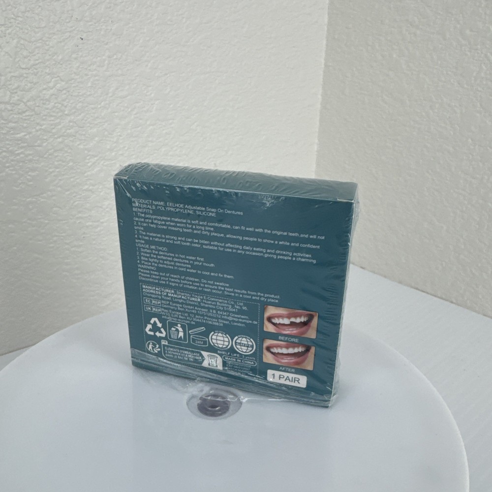 Temporary Teeth Perfect Cover Adjustable Snap On Teeth Dentures Set Open Box