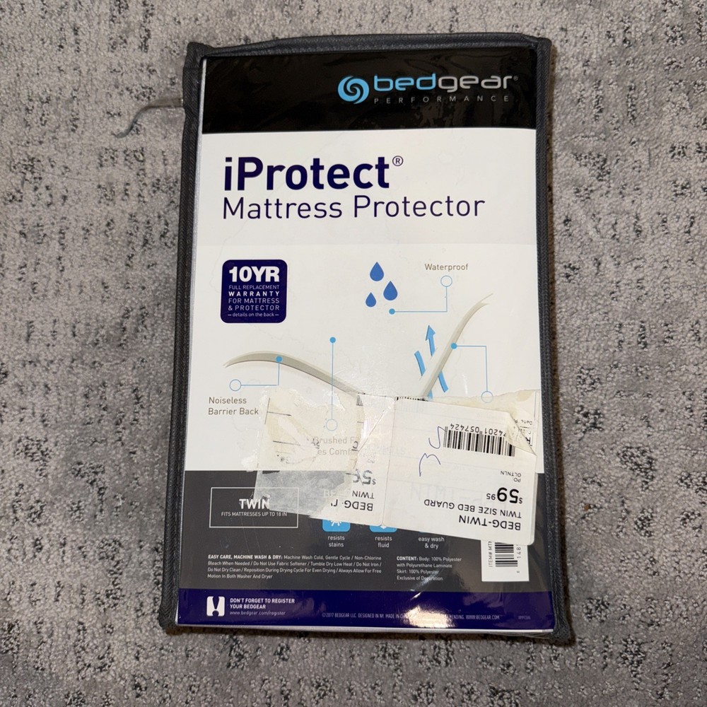BedGear IPROTECT Mattress Protector Soft Comfortable Waterproof Twin NEW