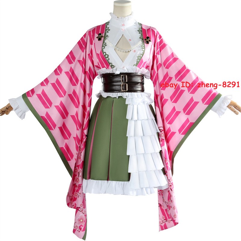 Demon Slayer: Kimetsu no Yaiba Kanroji Mitsuri Halloween Costume Party Dress Set