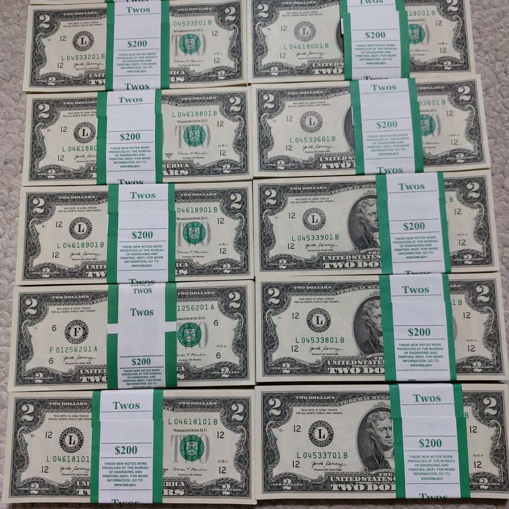 $100 Face Value / 50 QTY ($2 BILLS) TWO DOLLAR BILLS UNCIRCULATED SEQUENTIAL