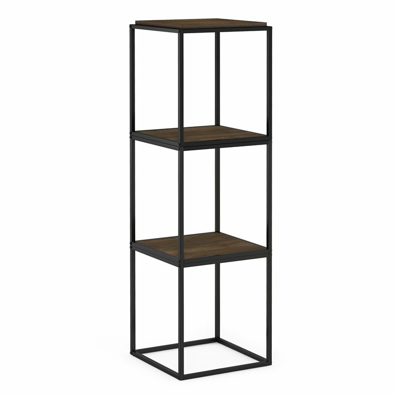 Furinno Moretti Engineered Wood 1-Tier Stackable Shelf in Columbia Walnut
