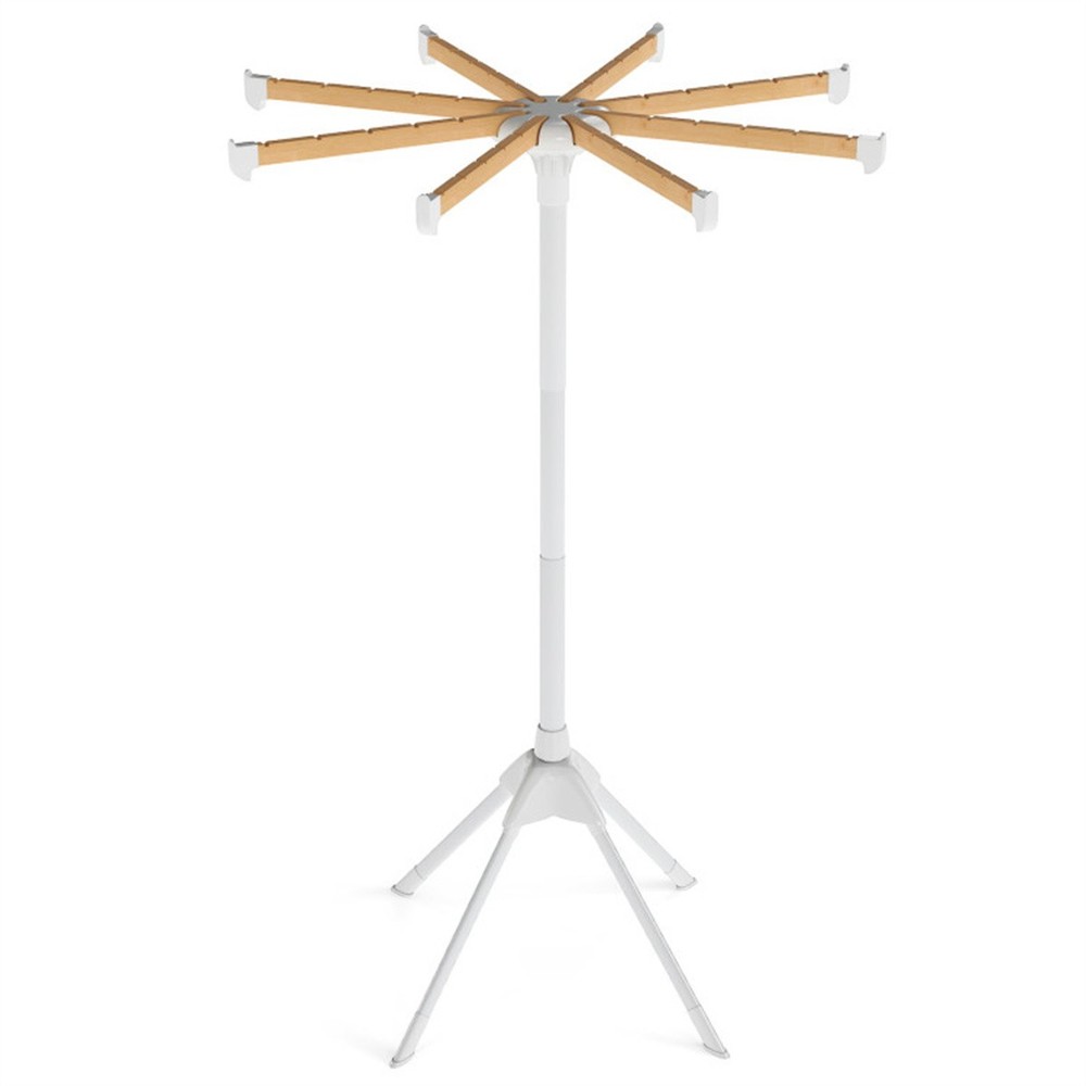 Foldable Bamboo Clothes Drying Rack with 40 Hanger Slots, Space Saving Laundry D