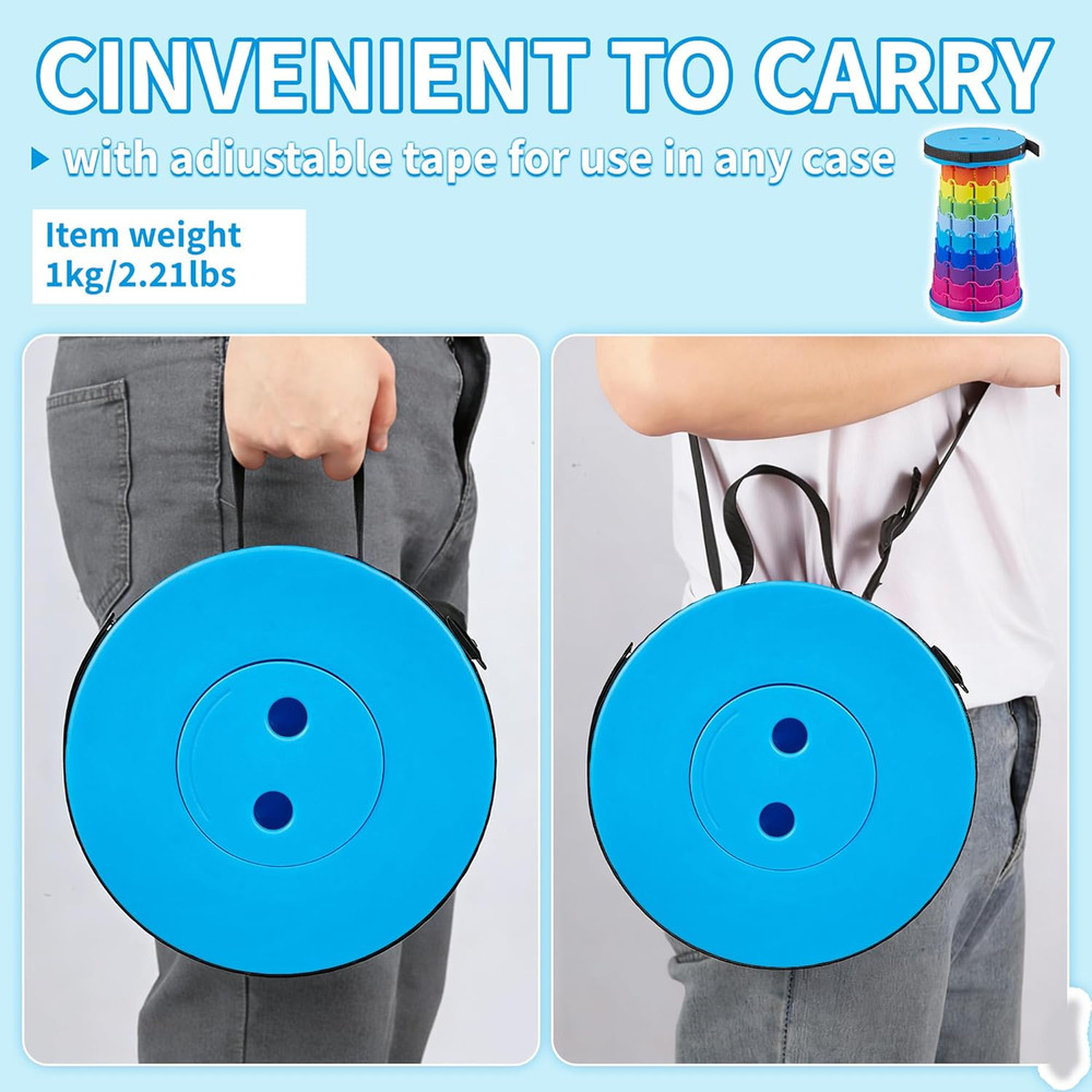 Telescoping Folding Stool, Upgraded Portable Collapsible Retractable Stool with