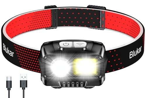 LED Headlamp Rechargeable,2000L High Lumen Super Bright Dimmable 2 Pack Black