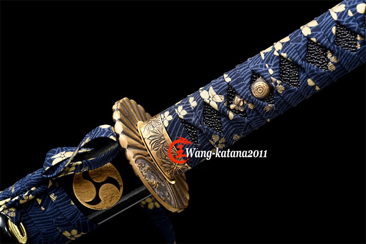 Full Tang Sharp Japanese Samurai Katana Sword T10 Clay Tempered Brass Fittings