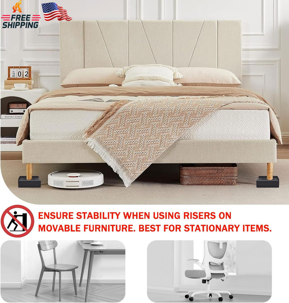 ANNKUT 1.5 Inch Furniture Risers, Rectangle Adjustable Risers Blocks for Bed Sof