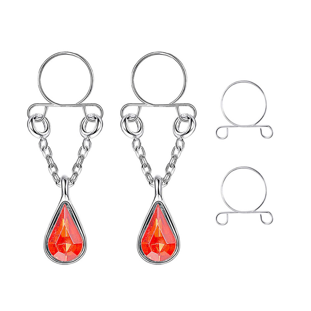 6 Pair Safety Fake Nipple Rings Women Non-Piercing Dangle screw Clip On Jewelry