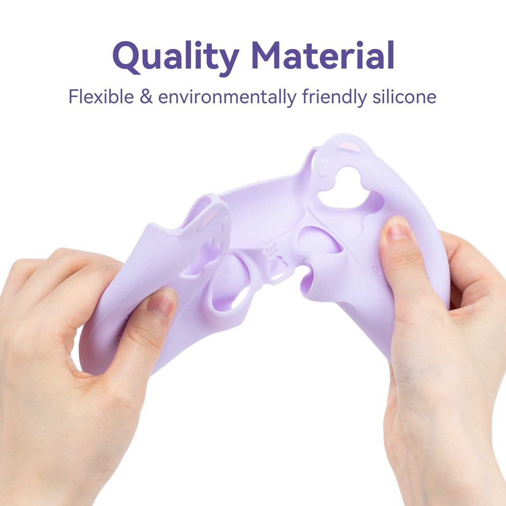 GeekShare Purple Bear PS5 Controller Skin Protective Case +Thumb Grips +Sticker