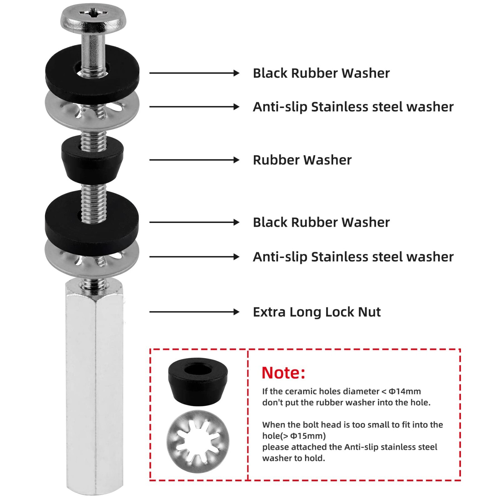 Toilet Seat Screws,Stainless Steel Toilet Seat Bolts with Long Downlock Nuts