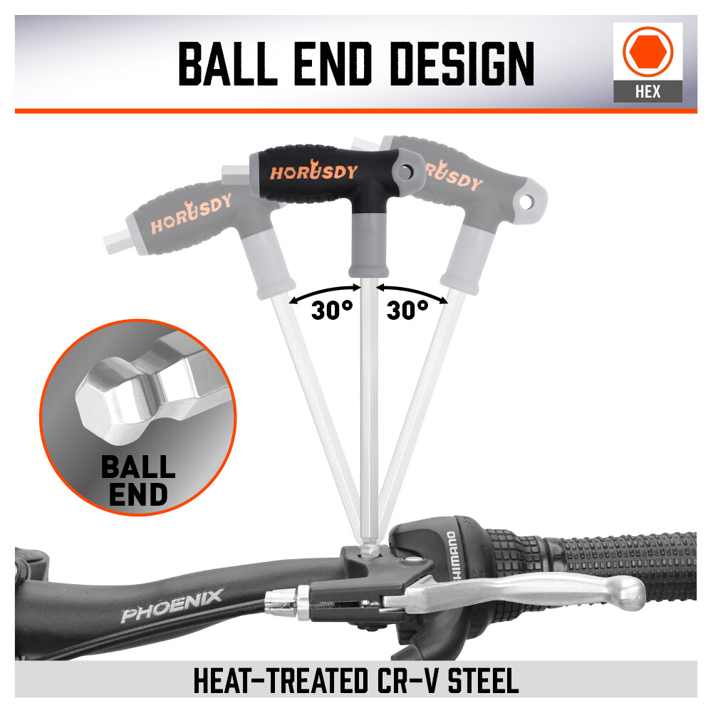 18Pc SAE/Metric T Handle Allen Wrench Ball End Hex Key Set Long w/ Storage Stand