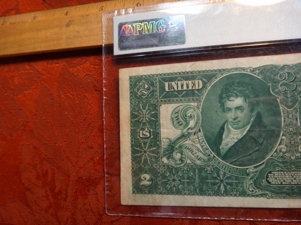 1896 Two Dollar $2 Silver Certificate Large Note PMG Grade 30 - Bruce/Roberts