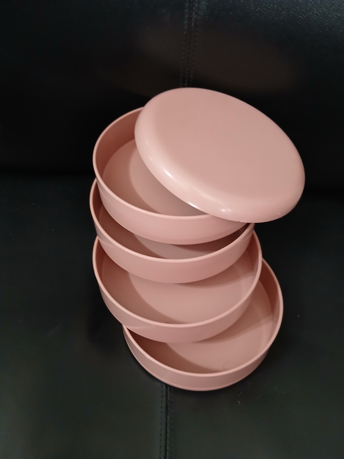 Vtg Circular Swivel Container Organizer AUTHENTIC Pink Rose Color