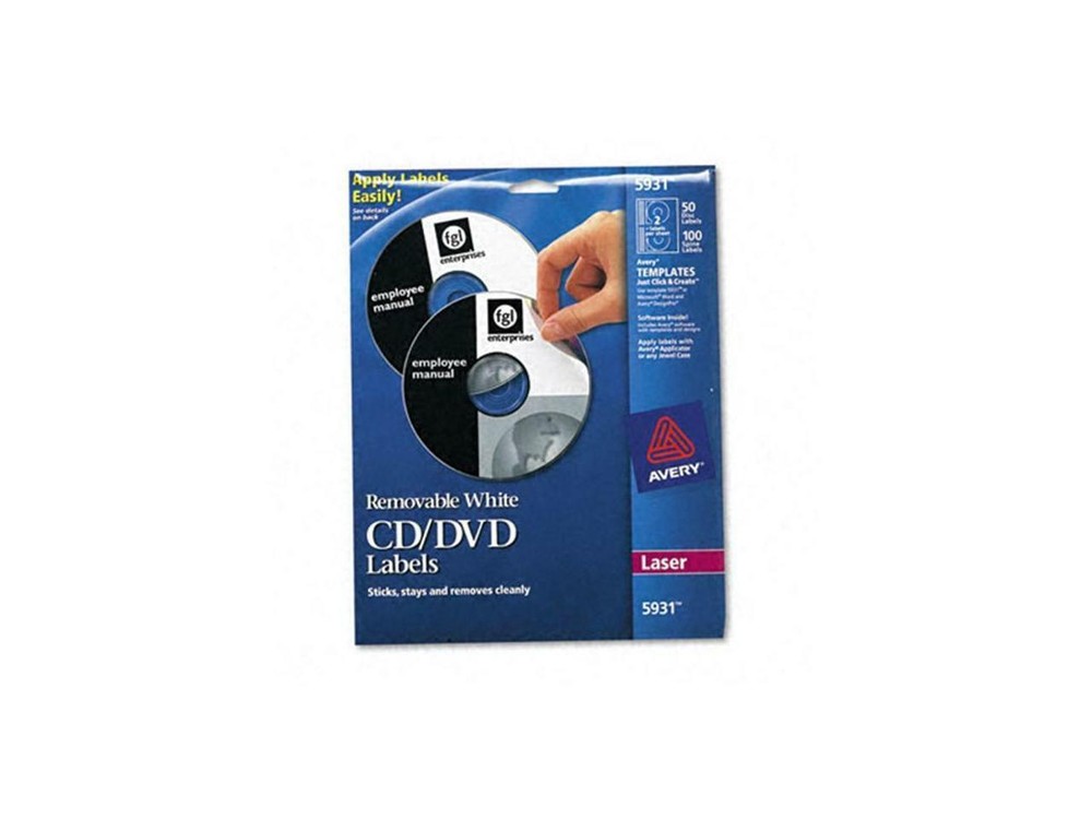 AVERY 5931 Matte White Removable CD Labels for Laser Printers
