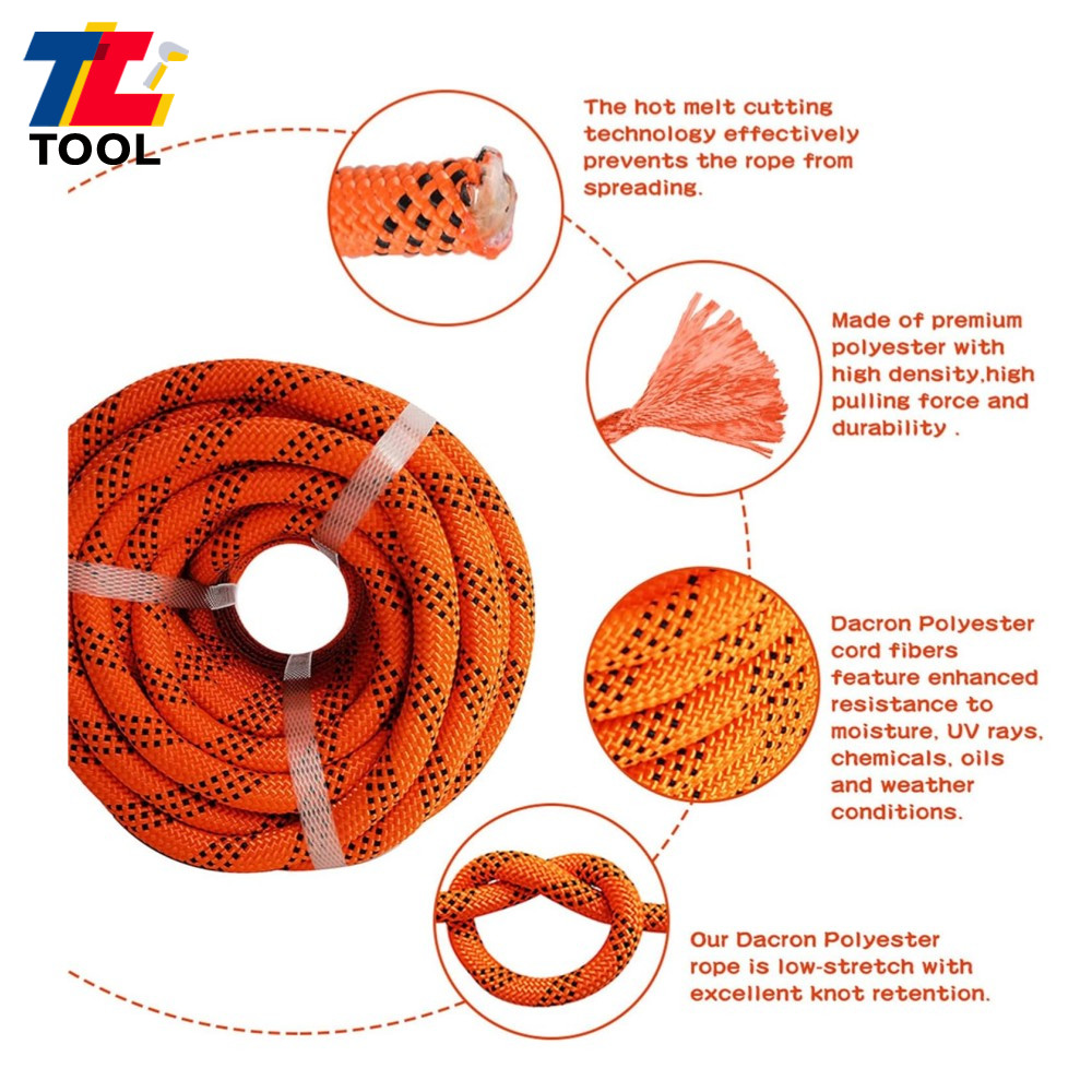 6180Lbs 1/2" × 100' Double Braid Polyester Rope Breaking Strength Bull Rope
