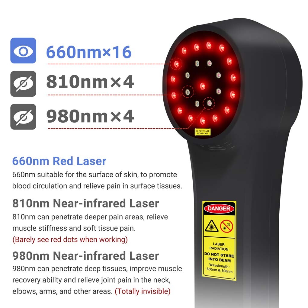 Medical 1760mW Cold Laser Therapy Device Class4 Human Horses Dogs Pain Relief