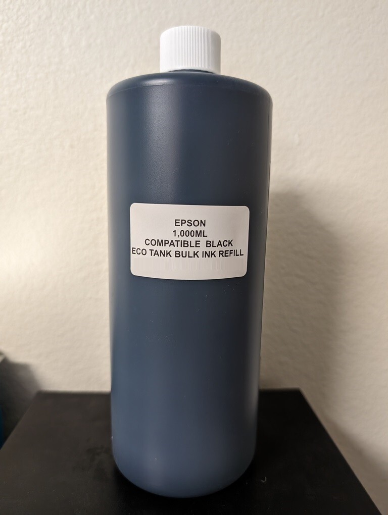 BLACK PREMIUM COMPATIBLE EPSON BULK INK REFILL FOR ECO TANK PRINTERS  (1,000ML)