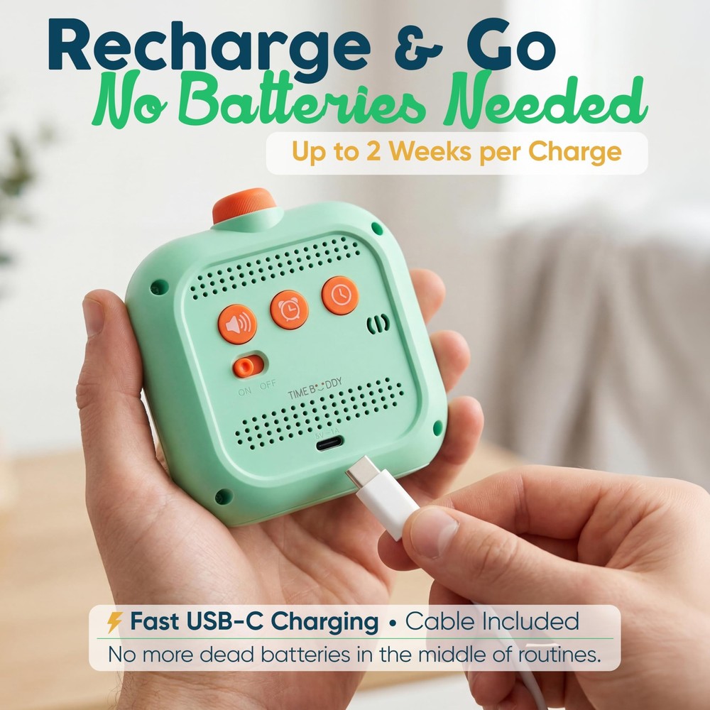 Digital Visual Timer for - Rechargeable, Silent Count Up/Down for Calmer Rout...