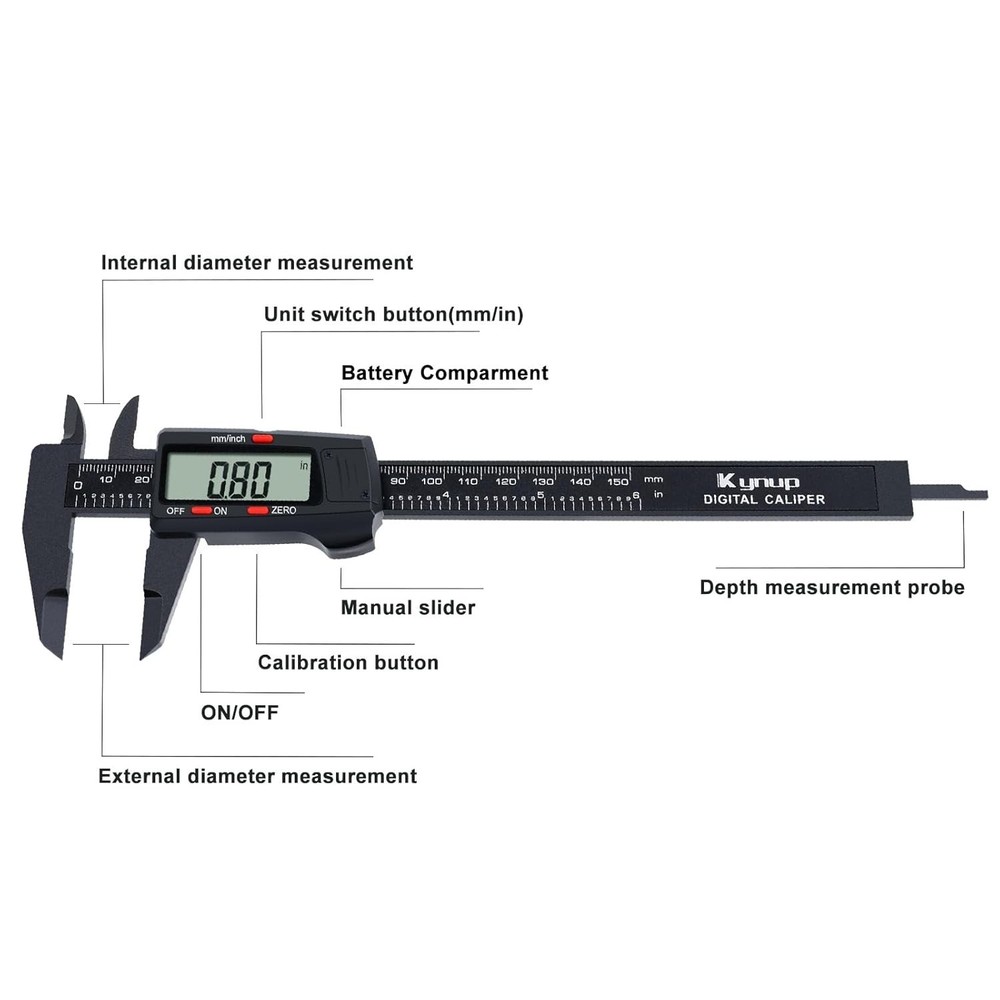 Digital Caliper 6 Inch LCD Screen Electronic Micrometer Auto-Off