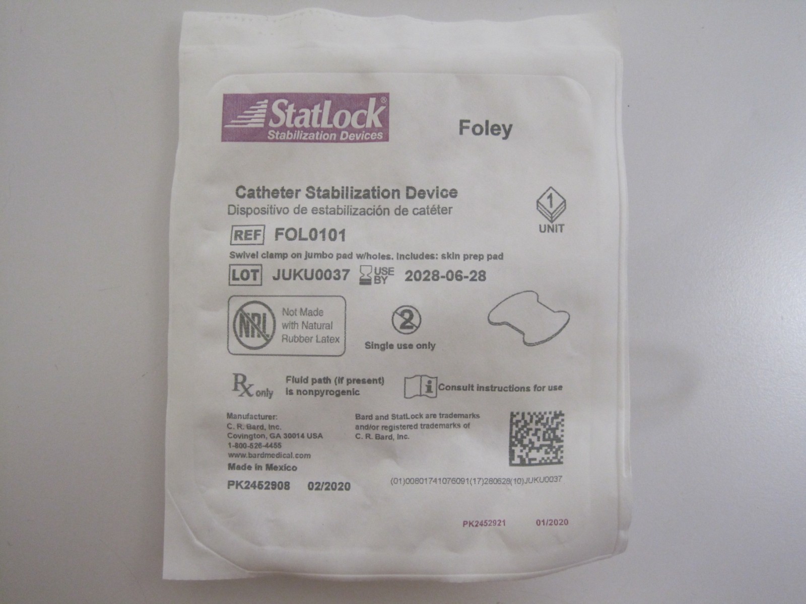 Lot of 5 StatLock Foley Catheter Stabilization Devices FOL101 NEW