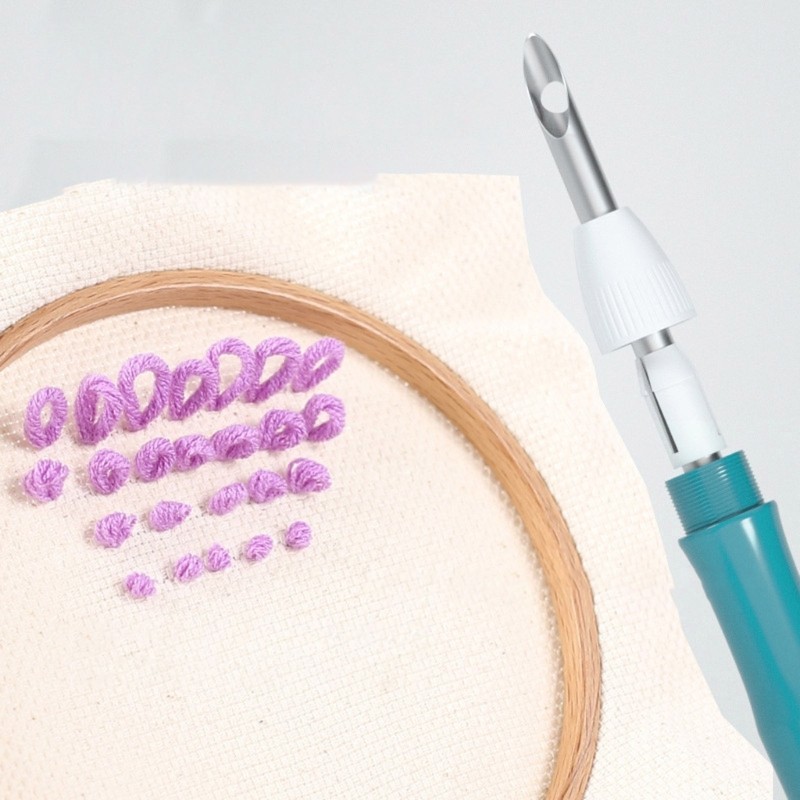 Knitting Embroidery Punch Threader Needle Pen Adjustable Sewing Accessories DIY