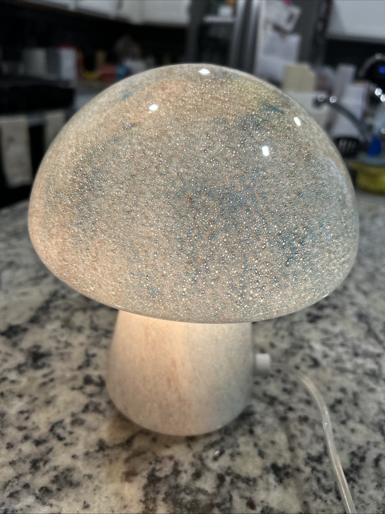 Celestial Inspired Mushroom Glass Table Lamp Whimsical Boho Rounded Top -EUC