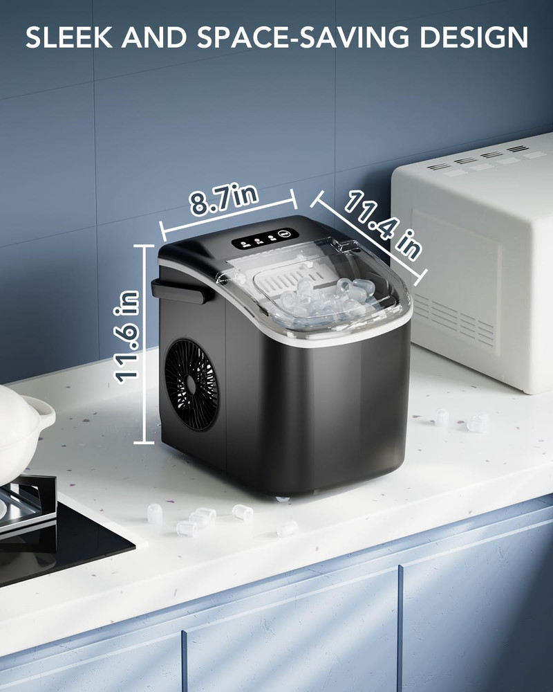 Ice Maker Countertop, Efficient Easy Carry Ice Machine, Self-Cleaning Ice Maker