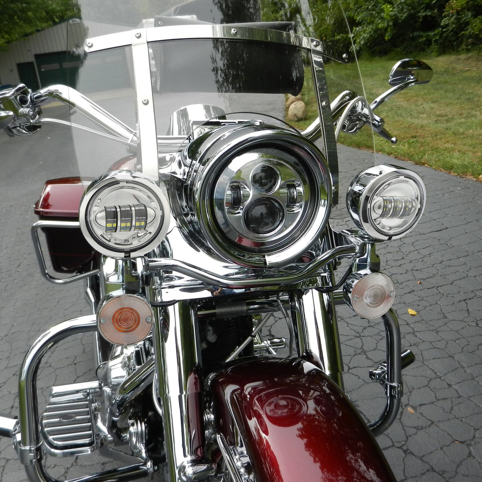 LED Passing Fog Spot Light Turn Signal Lamp Bar Fit For Harley Road King 94-13