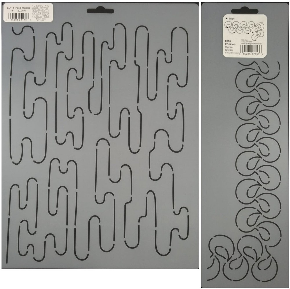 2 Quilting Stencils Pond Ripples & Loop Border Stipple Quilt Pattern Templates