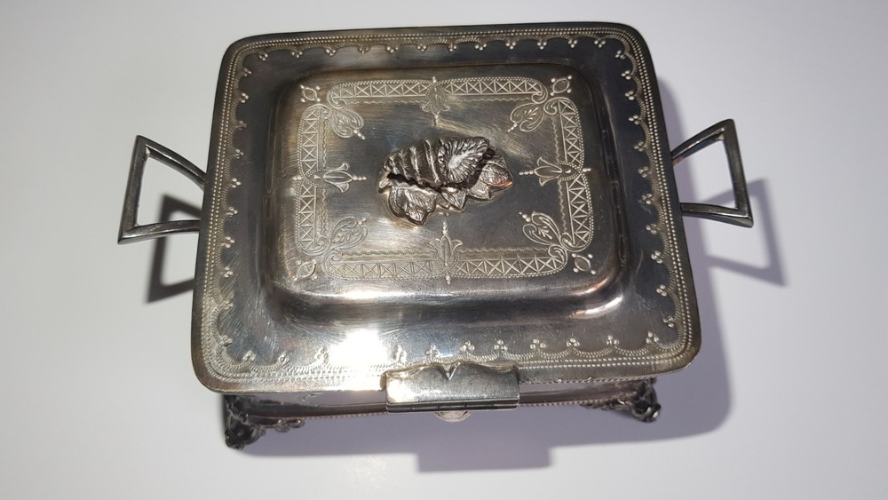 silver plate sardine box c1880-1910