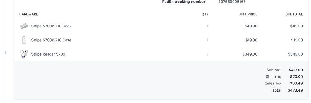 Stripe Reader S700 Card Reader. Brand New + CASE + CHARGING DOCK