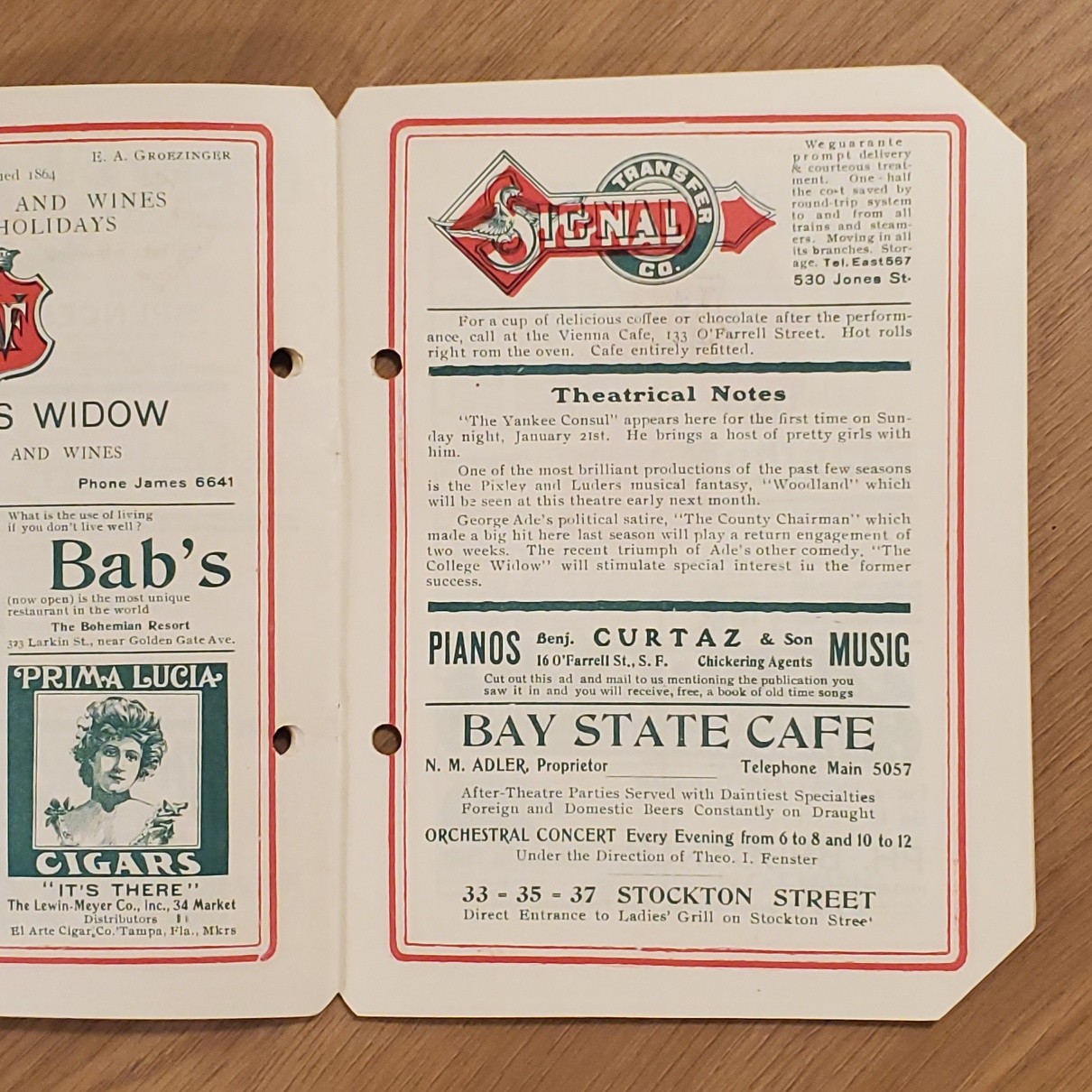 2226----1906 Columbia Theatre programs San Francisco destroyed by earthquake