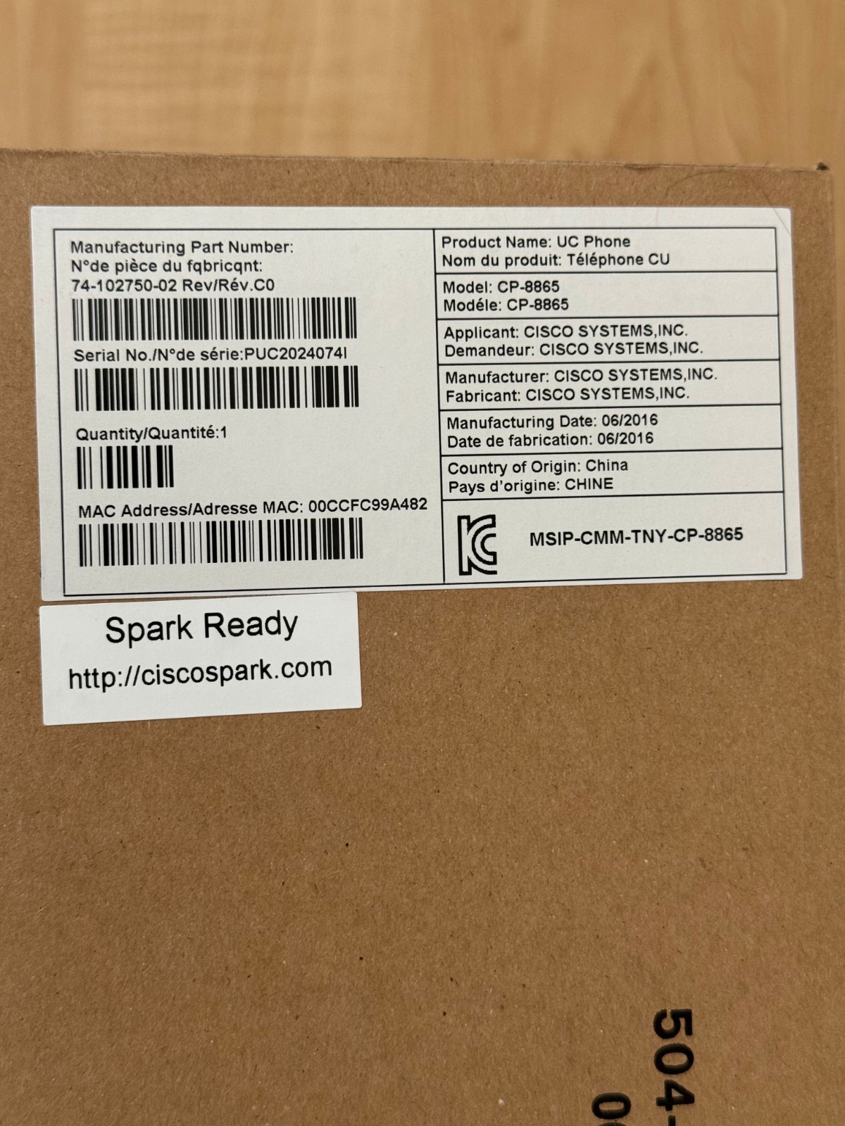 Cisco CP-8865-K9 IP Phone - OPEN BOX - FREE SHIPPING