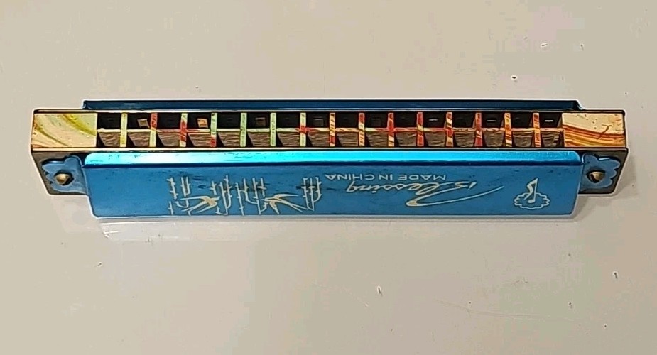 VINTAGE BLESSING WOOD HARMONICA - ORIGINAL BOX - Red