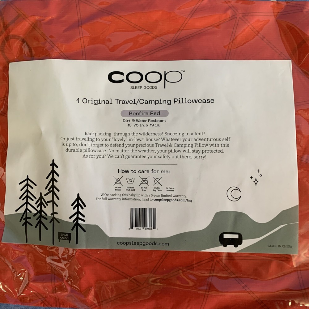 2 Pack: Coop Travel/ Camping Pillowcase (Bonfire Red )