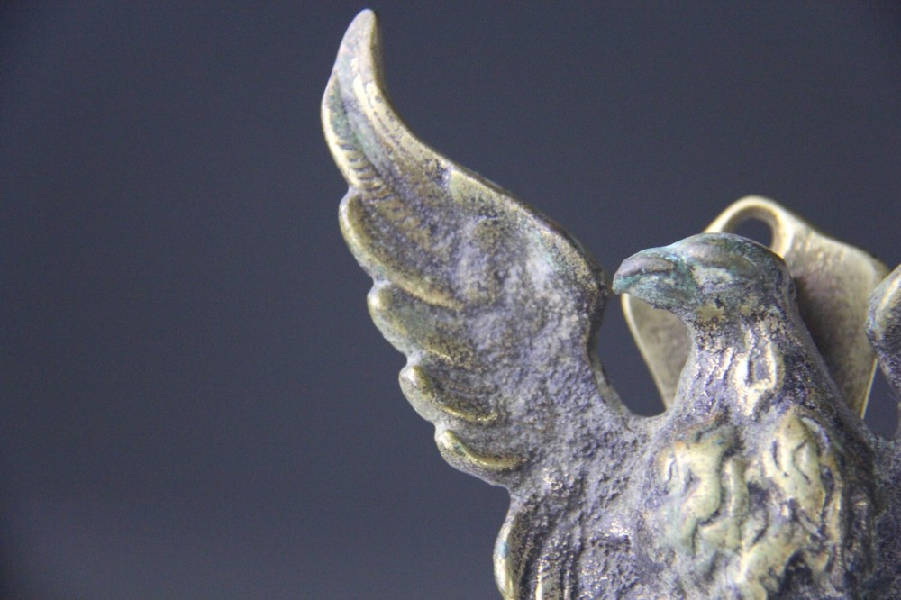 Antique Cast Brass Spread Winged Eagle Door Knocker - Perched Bird