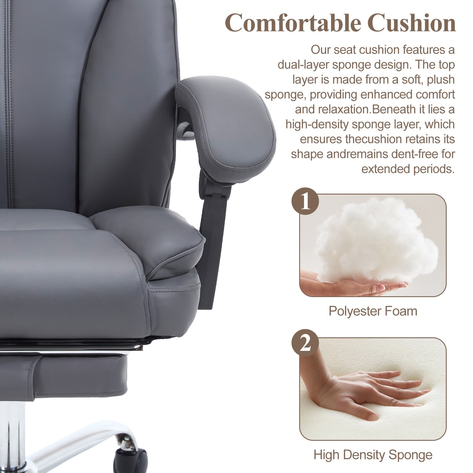 Tall Executive Office Chair with Footrest Leather Computer Chair