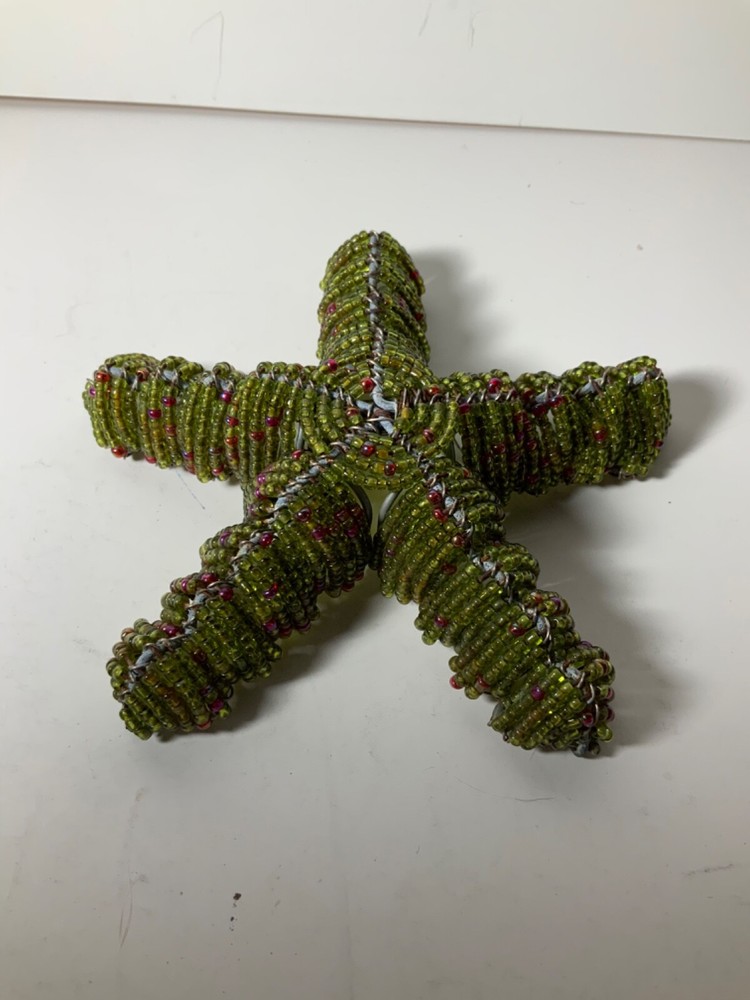 Grass Roots Beadwork Beaded Green Starfish 5 in.