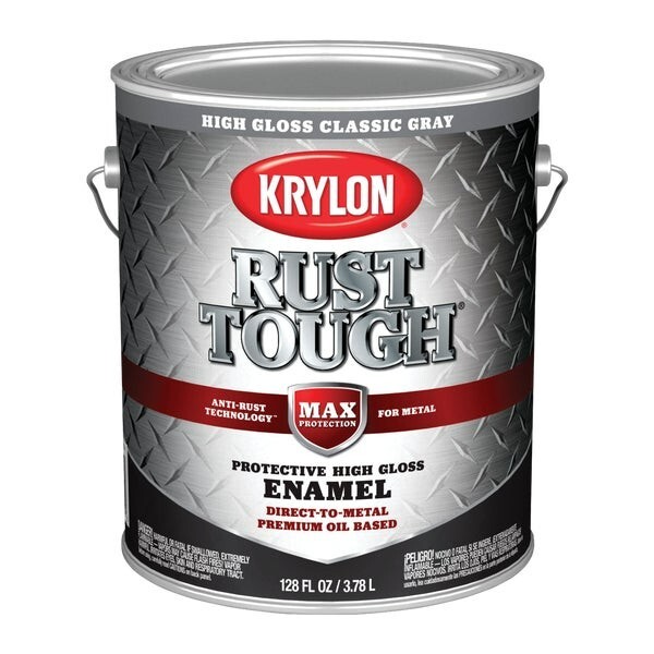 (2)-Krylon Rust Tough Oil-Based Gloss Rust Control Enamel, Gray, 1 Gal.