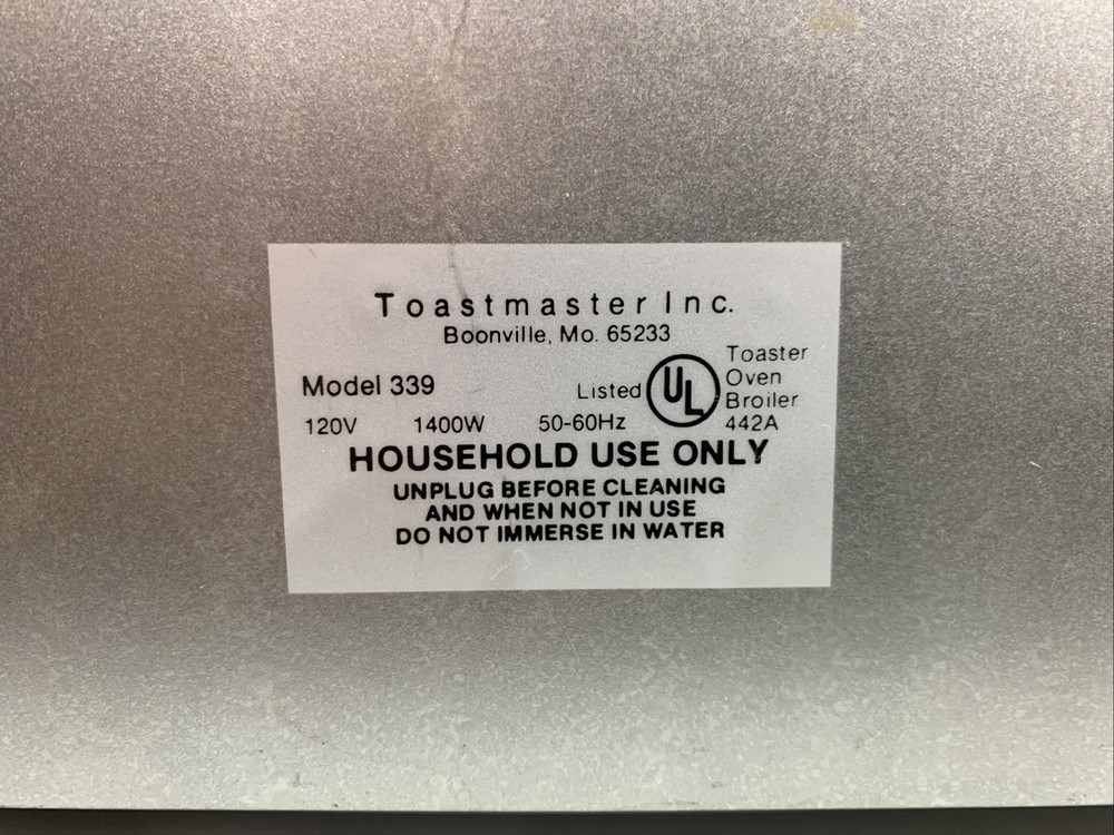 TOASTMASTER Toaster Oven Off White Model 339 Tested Working