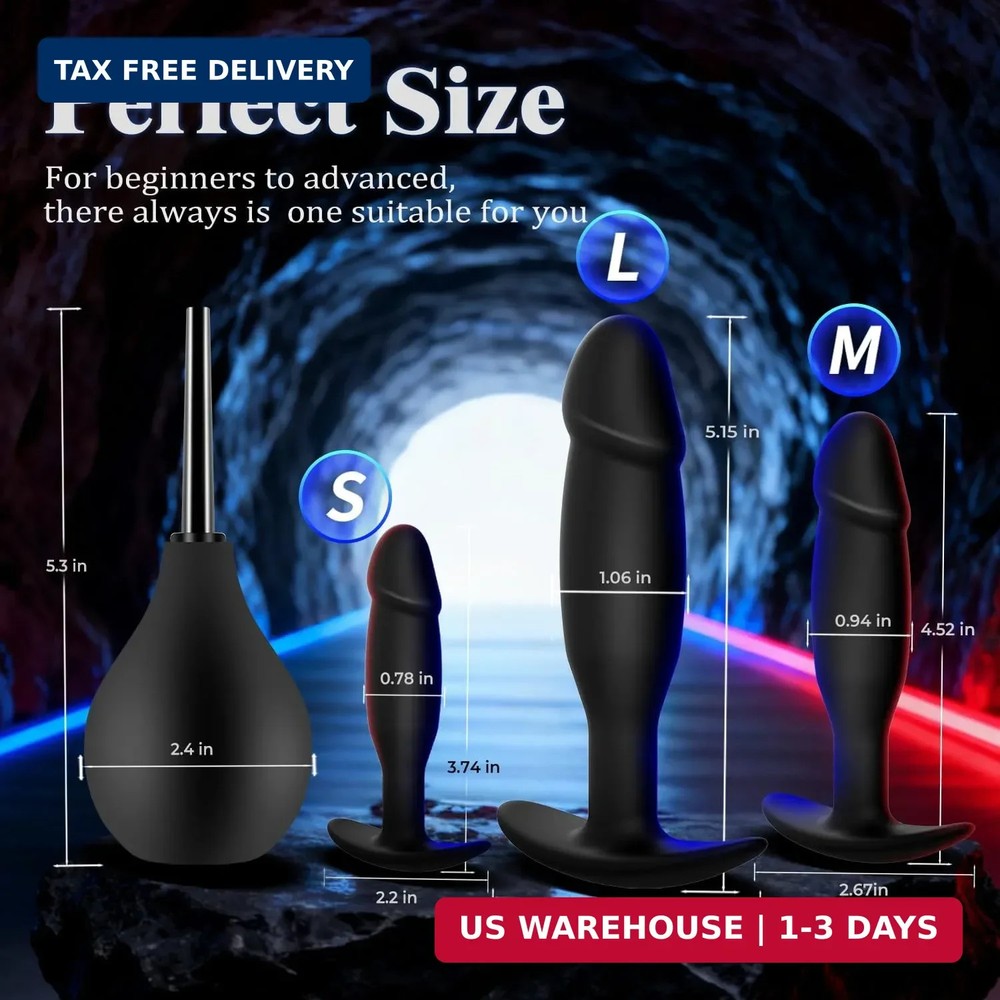4 PCS Anal Plug Beginner Set,Silicone Butt Plug Anal Training Sets,Anal Dildo Tr