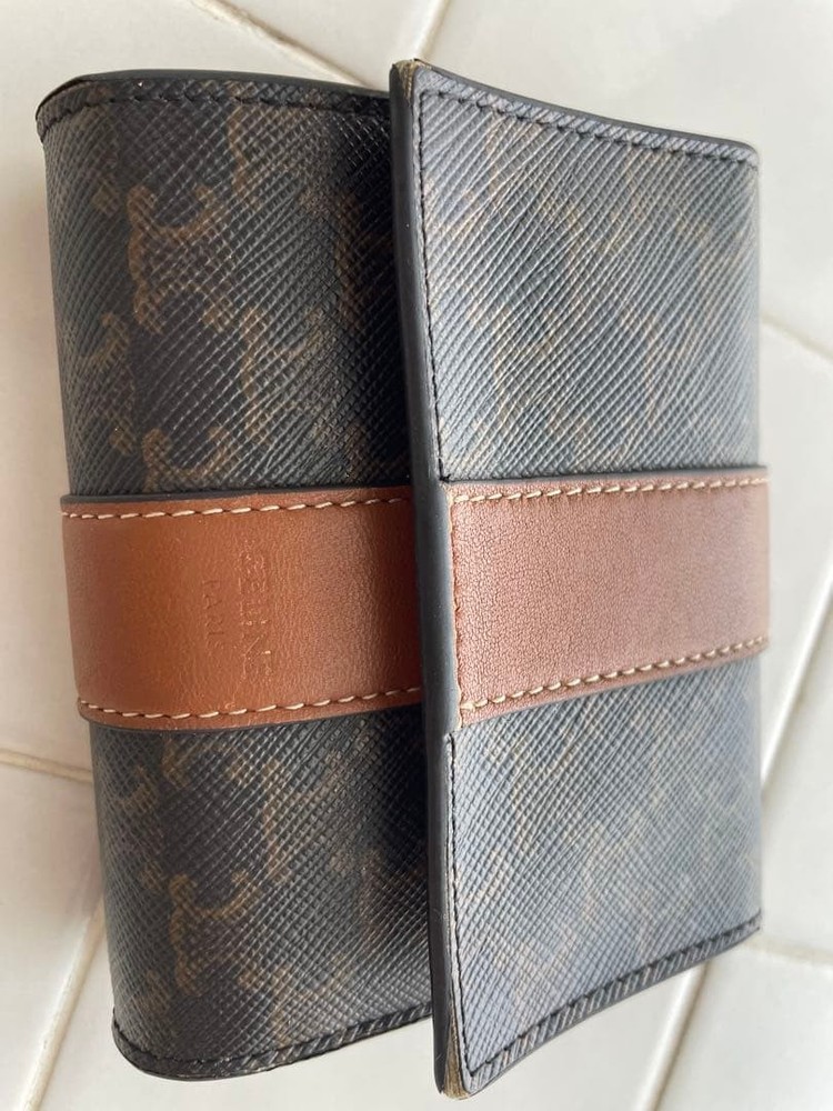 CELINE Tri Fold Wallet Dark Brown From Japan