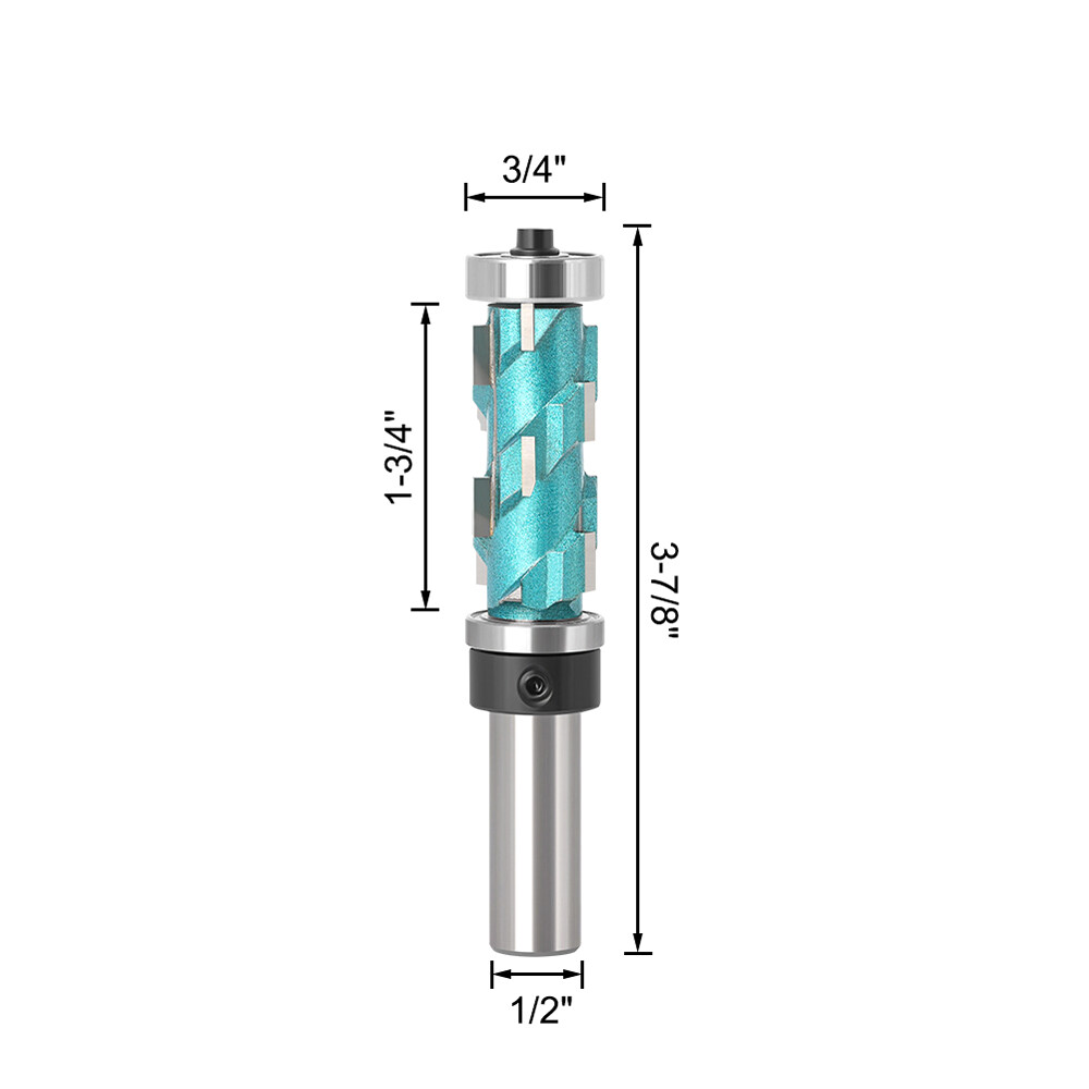 1pcs 1/2" Shank Flush Trim Solid Carbide Spiral Router Bit 1-3/4"