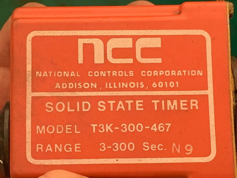 NCC Solid State Timer 3-300sec 24VAC P/N T3K-300-467