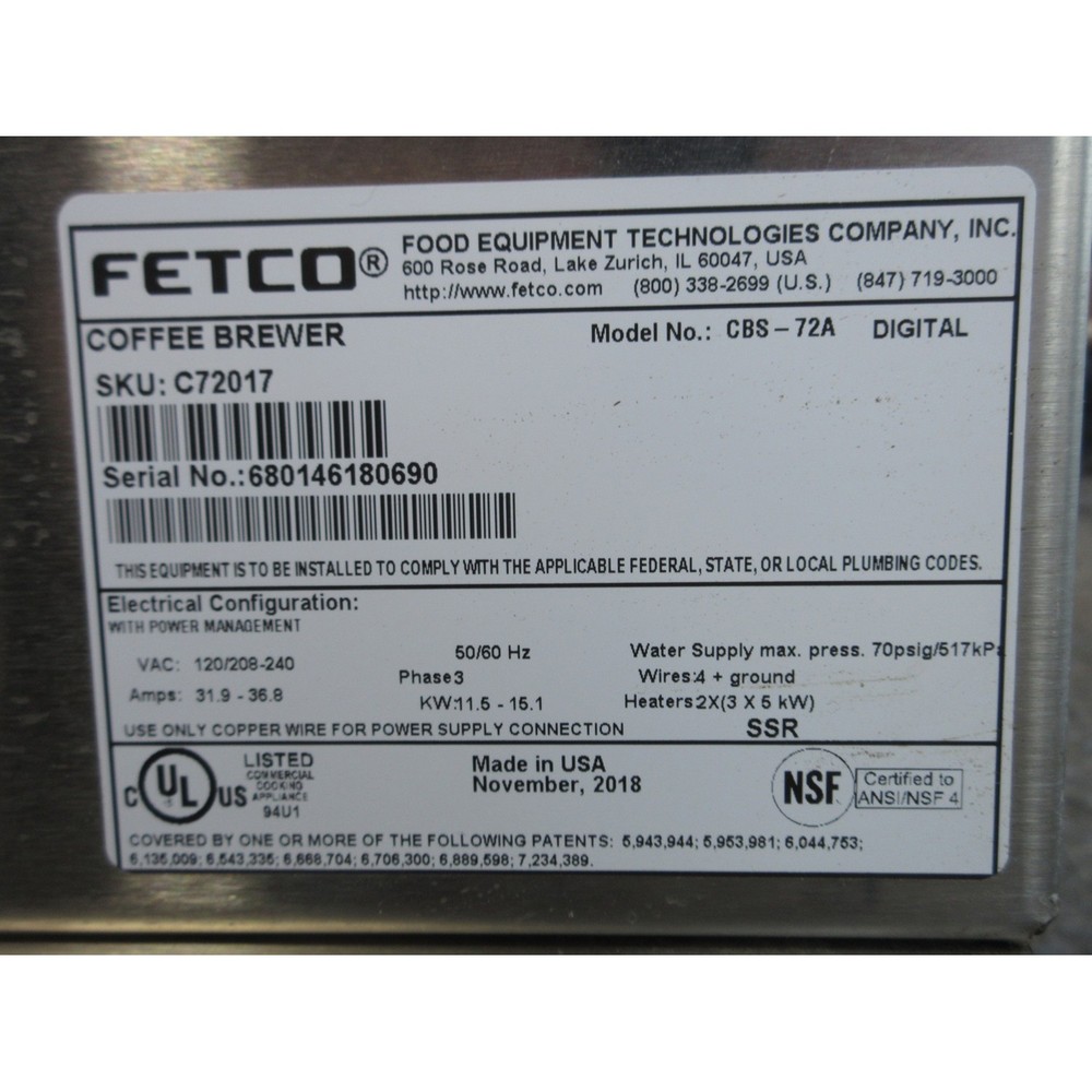 Fetco CBS-72A High Volume Thermal Coffee Maker
