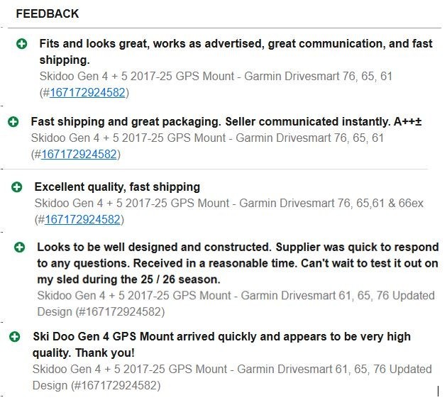 Skidoo Gen 4 + 5 2017-25 GPS Mount - Garmin Drivesmart 76, 65, 61