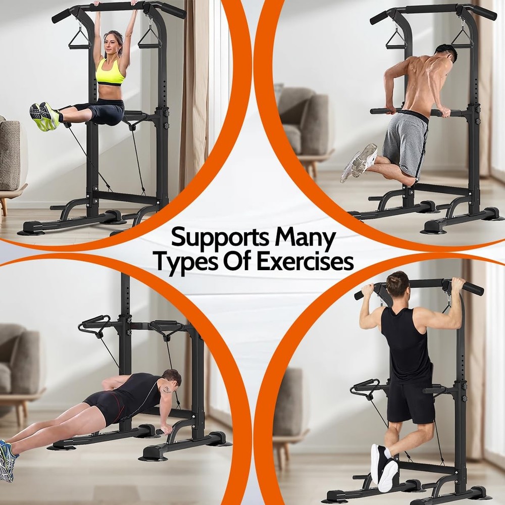 Power Tower Pull Up Dip Station Adjustable Height Multifunctional Home Streng...