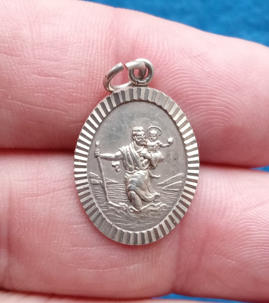 Vintage St. Christopher Silver Pendant 1.8g PB5-862